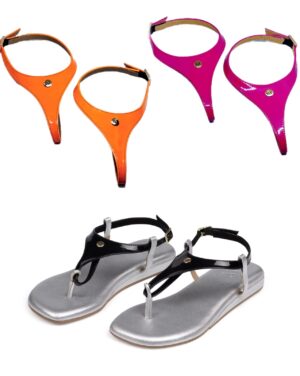 Silver flat - Orange, Pink, Black straps